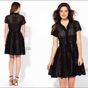 BCBG MAXAZRIA A-Line Eyelet Black Dress
